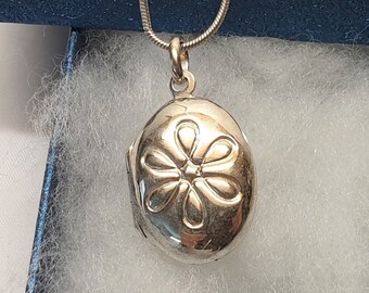 Nostalgischer Anhänger Medaillon ohne Kette Blume floral Silber 925 Vintage SKA1360