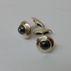 Elfcraft Manschettenknöpfe Cufflinks Silber 925 Hämatit edel Vintage MS142 Bild 2