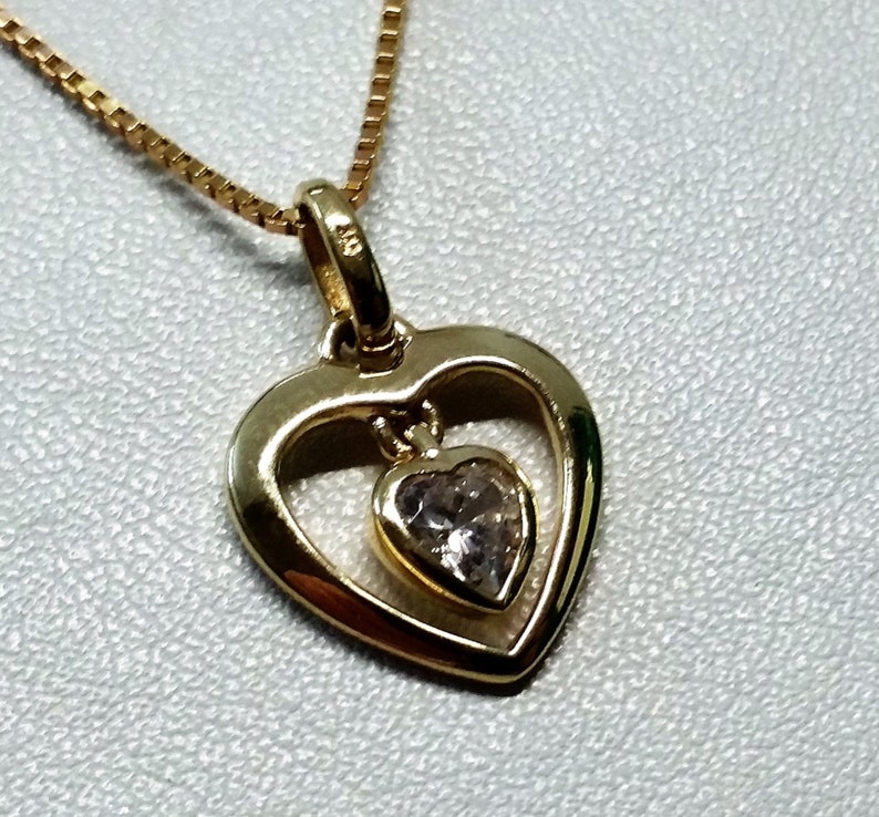 Pendant Heart Gold 333 Crystal Noble Vintage GA166