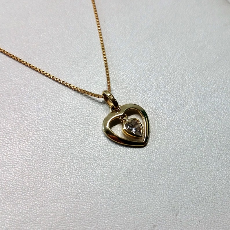Pendant Heart Gold 333 Crystal Noble Vintage GA166