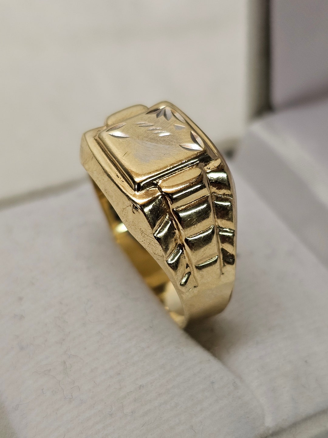 Buy Mm Ring Signet Ring Gold 585 With Nostalgic Design on the  Engraving Plate Vintage Elegant GR285 Online in India