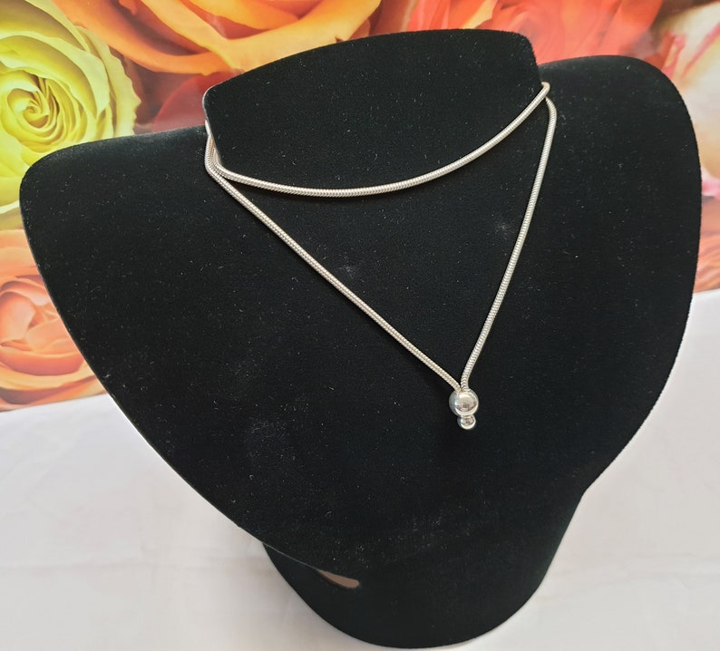 71 cm necklace Y-Kette Snake Chain Balls Silver 925 Vintage Noble SK1396