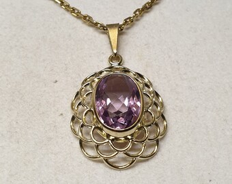 Gold pendant pendant - without chain - gold 333 amethyst design vintage elegant GAN154