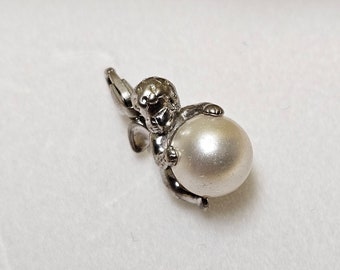 Stylish chic pendant charms without chain angel silver 925 with ball pearl vintage elegant SKA1465