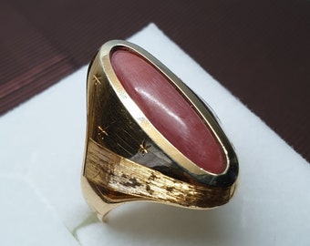 19.3 mm gold ring 585 gold partially platinum plated coral vintage noble design GR501