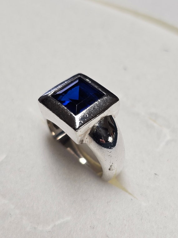 18,2 mm Silberring Ring Silber 925 Kristall blau … - image 2