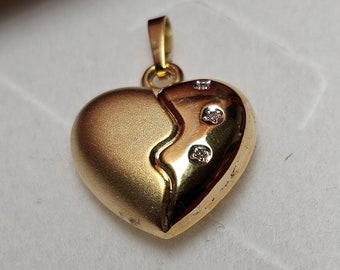 Nostalgischer Anhänger Herz ohne Kette Gold 333 kleinste Diamantsteinchen Design Vintage elegant GAN174