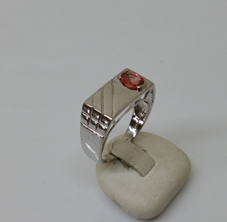 20 mm Ring Seal Ring Silver 925 Mandarin Granate Spessartin Vintage Noble SR742