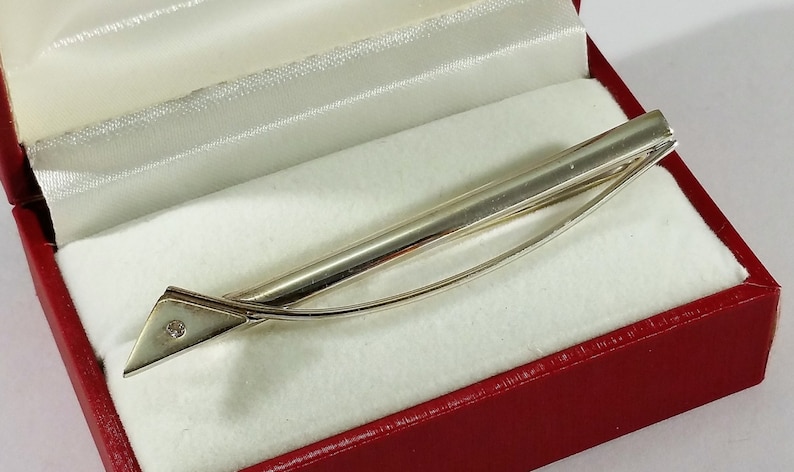 Tie Clip tie needle design silver 925 crystal stone stainless KN129