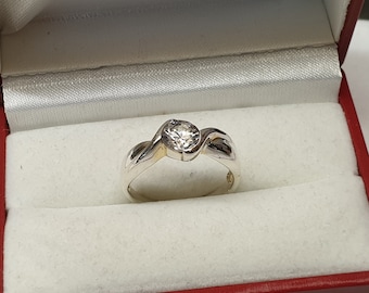 20.1 Mm Silver Ring Silver 925 Crystal Clear Noble Vintage