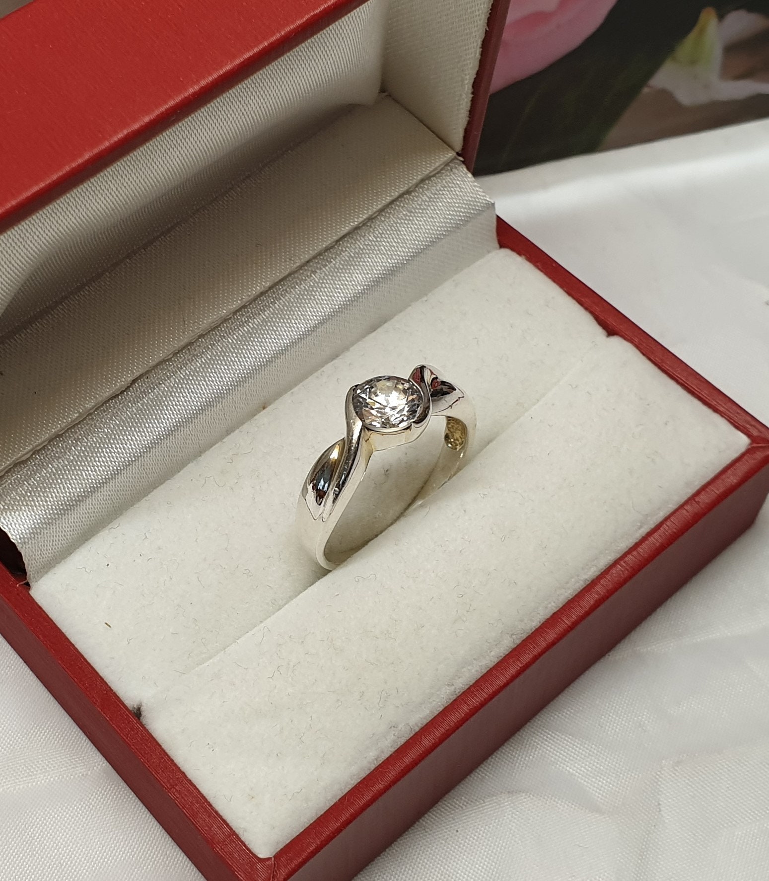 20.1 Mm Silver Ring Silver 925 Crystal Clear Noble Vintage