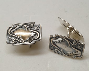 Manschettenknöpfe Cufflinks Norway Sterling Silber 925 Modernist Vintage Eleganz MS419