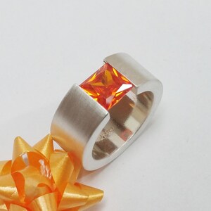 18.6 mm designer ring silver 925 crystal orange noble solid workmanship vintage elegance SR152