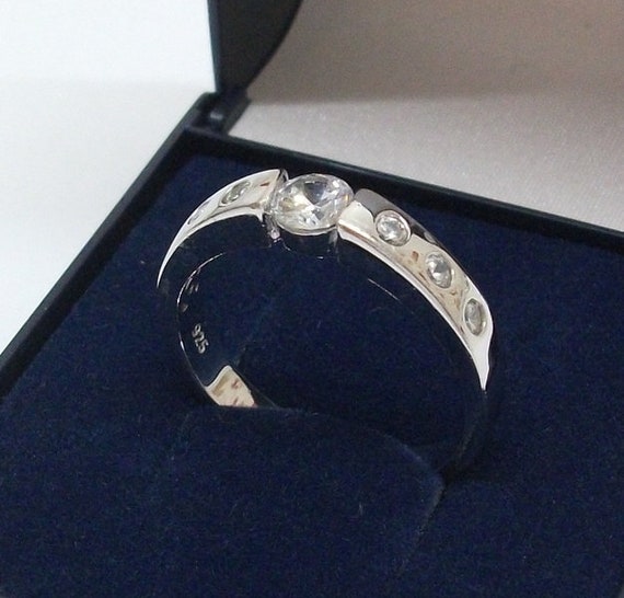 20,2 mm Silberring Ring Silber 925 Kristalle klar… - image 1