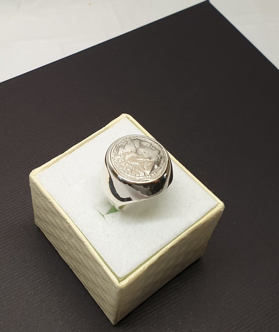 Bague chevaliere 18 mm argent 975 tete Alexandre le Grand noble vintage SR174 Etsy France