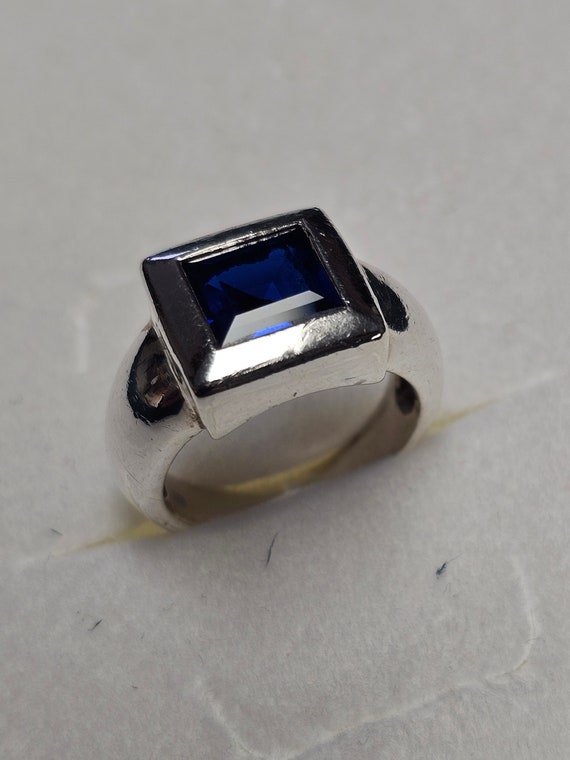 18,2 mm Silberring Ring Silber 925 Kristall blau … - image 5