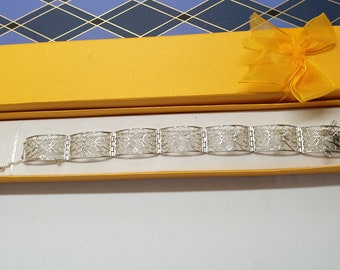 18,5 cm Art Deco Armband Gliederarmband filigran Silber 835 Shabby Vintage SA338