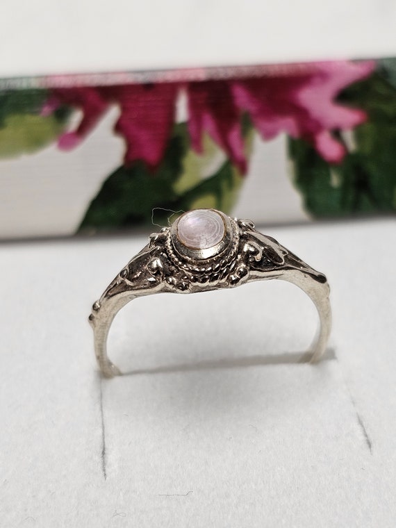 19 mm Nostalgischer Ring Silber 925 Perlmutt Shab… - image 4
