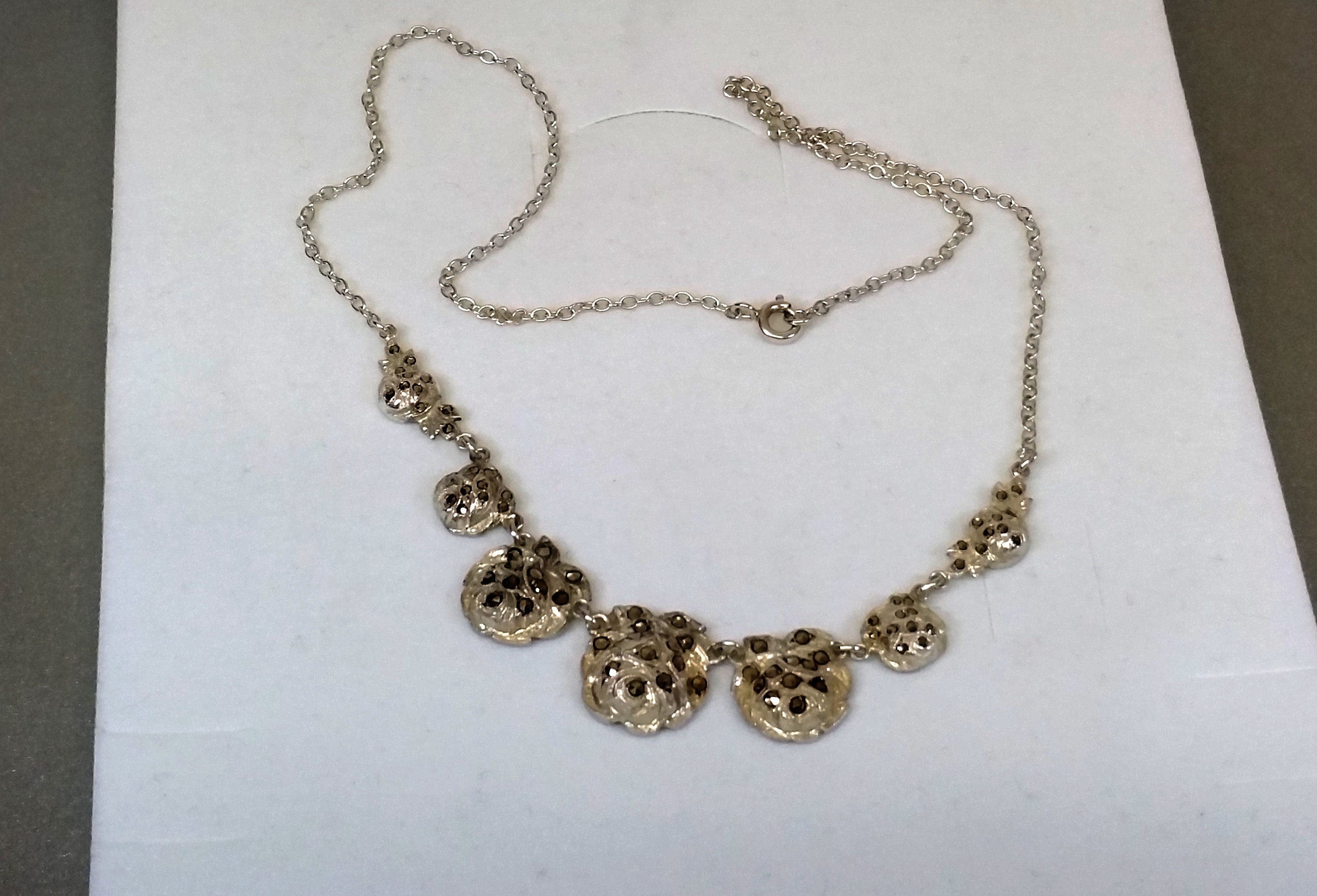 冬ギフト セ Silver Necklace Chain Silver Cm 42.5 800 Shabby Marcasites 置物