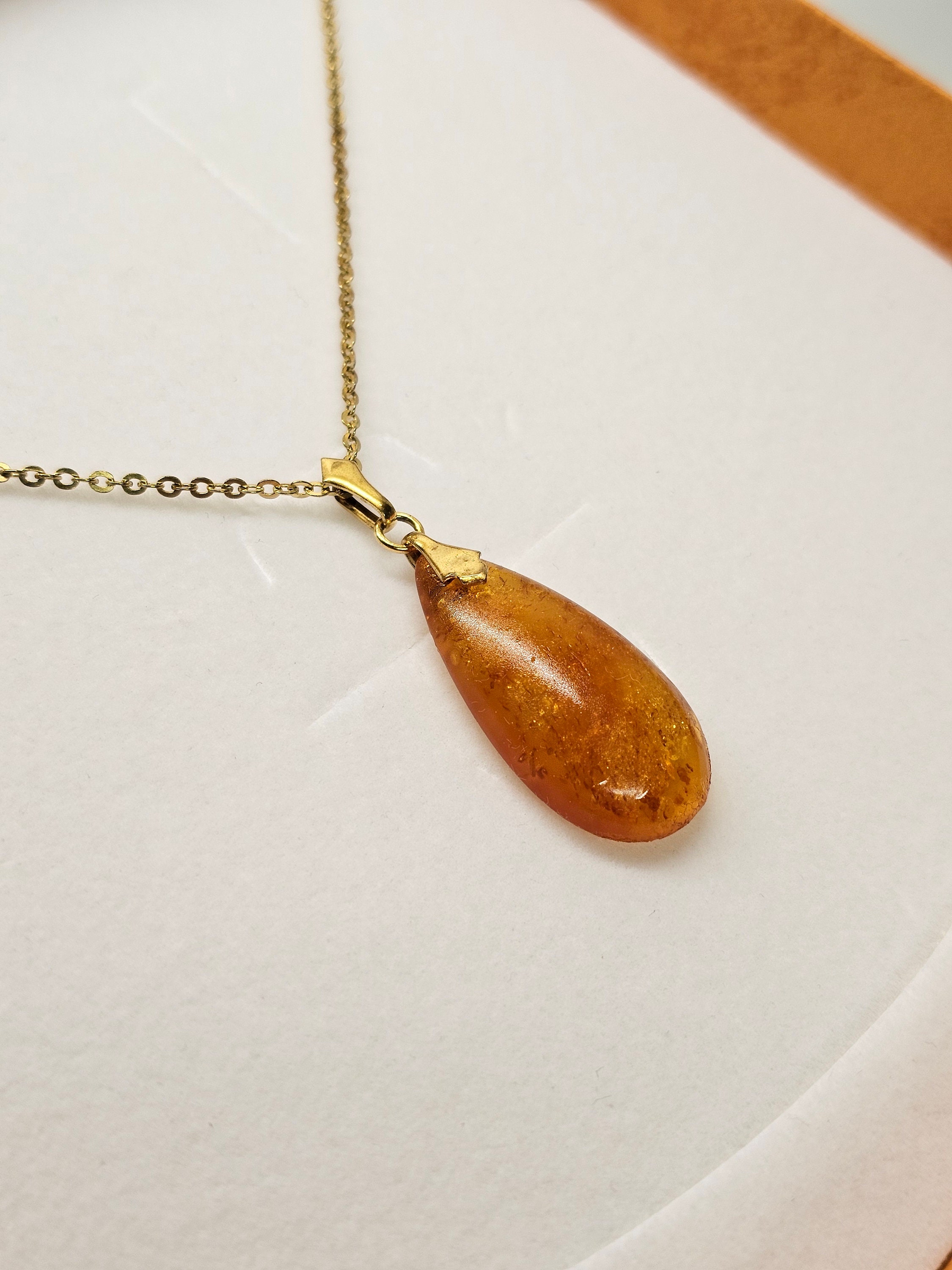 cm set nostalgic necklace chain anchor chain with amber pendant  American Doublé gold-plated shabby vintage elegant MK104