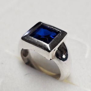 18,2 mm Silberring Ring Silber 925 Kristall blau Vintage edel SR1365 Bild 1