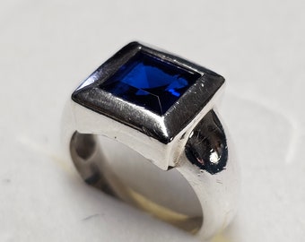 18,2 mm Silberring Ring Silber 925 Kristall blau Vintage edel SR1365