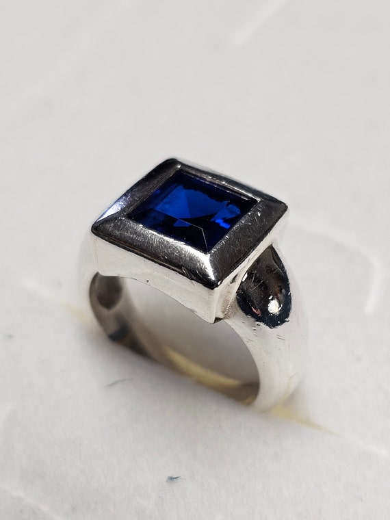 18,2 mm Silberring Ring Silber 925 Kristall blau … - image 1