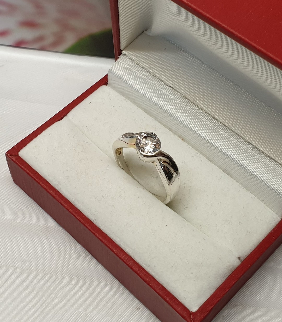 20.1 Mm Silver Ring Silver 925 Crystal Clear Noble Vintage