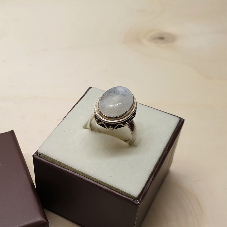 16.3 mm Nostalgic Ring 925 Silver Moonstone Vintage Noble SR944
