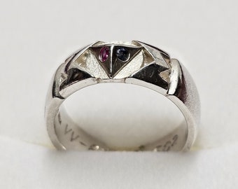 19 mm Extravaganter Silberring Ring Silber 925 Diamant Rubin Saphir Steinchen Design Vintage Eleganz SR1660