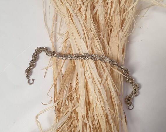 22,5 cm Vintage Armband Kordelarmband Seil Silber… - image 2