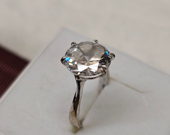 18 mm Vintage Ring 925 Silber Kristallstein klar elegant SR637