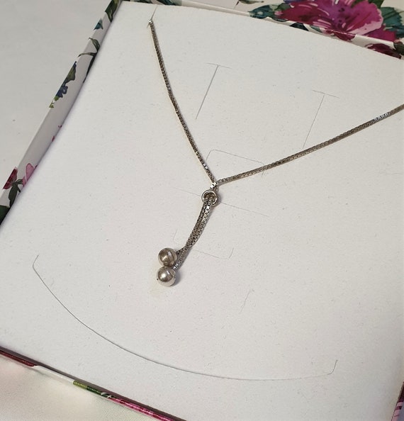 38,5 cm Kette Halskette Kugelkette Y-Kette Silber 
