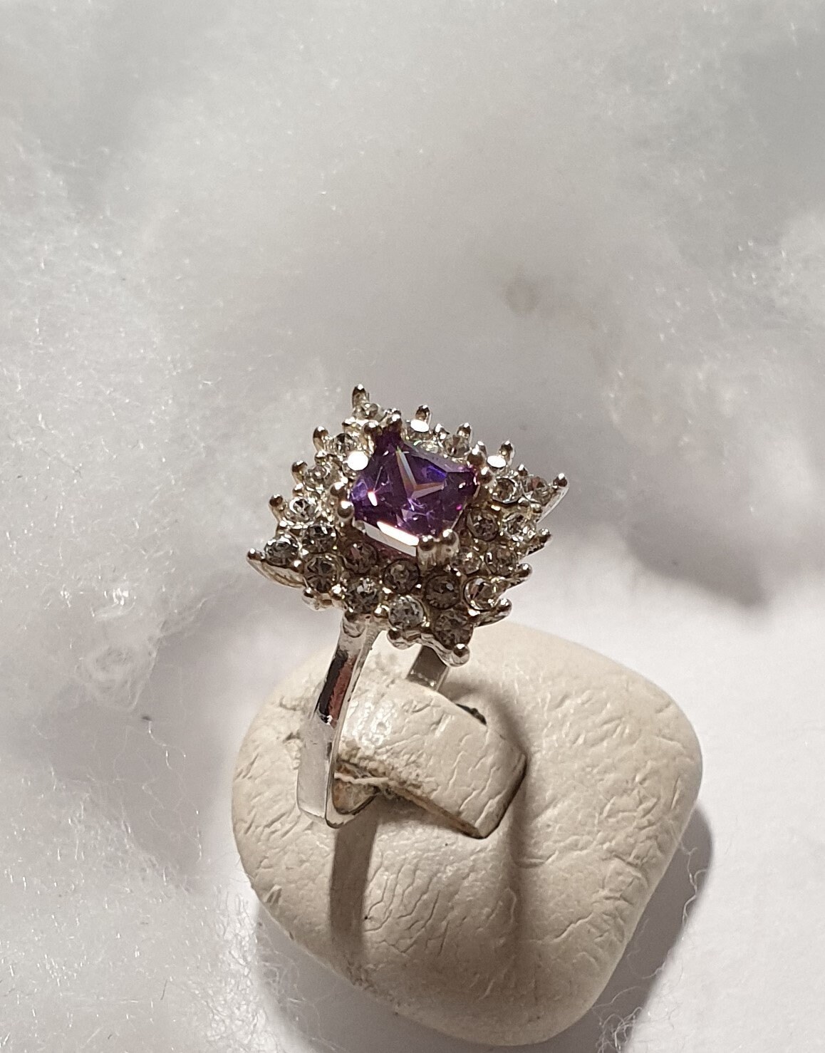 【BLACKPURPLE】[silver925] BRIAL CRYSTAL RING Solid 925 Sterling Silver Luxury Ring for Men with Faceted
