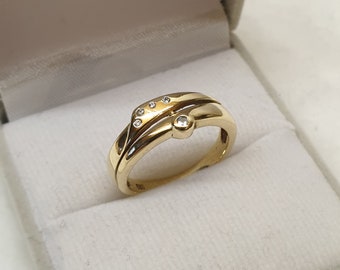 16,6 mm Nostalgischer Ring Gold 585 Diamantsteinchen Vintage Design elegant GR125