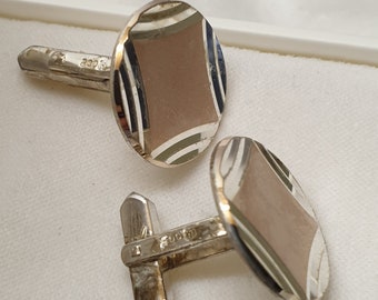 Manschettenknöpfe Cufflinks rund Silber 800 teilvergoldet Design Vintage elegant MS423