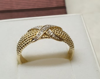 20,5 mm Nostalgischer Ring Gold 333 teilplatiniert Diamantsteinchen klein Vintage edel Design GR154