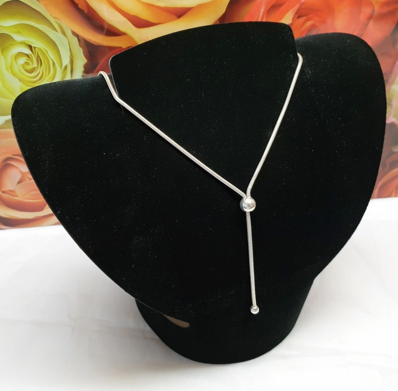 71 cm necklace Y-Kette Snake Chain Balls Silver 925 Vintage Noble SK1396
