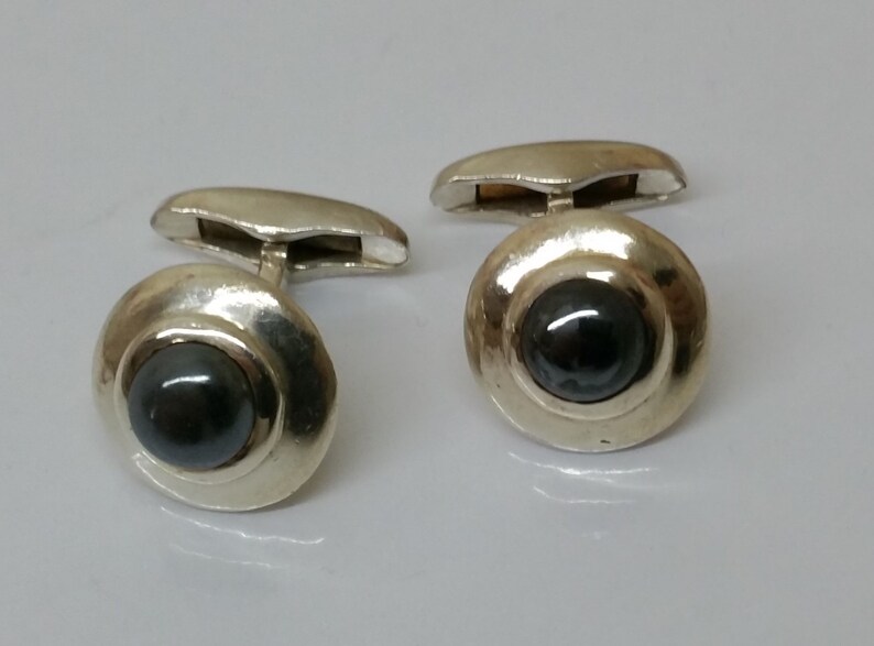 Elfcraft Manschettenknöpfe Cufflinks Silber 925 Hämatit edel Vintage MS142 Bild 1