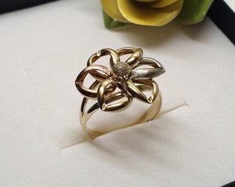 指輪・リング togo old button ring no.3 19 Mm Ring Gold 333 Tricolor Flower Blossom Floral Noble Vintage