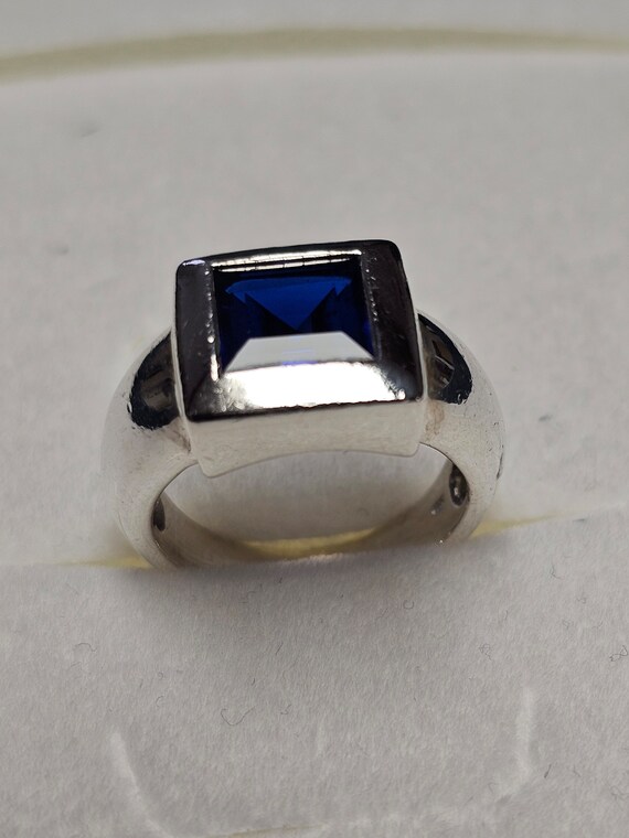 18,2 mm Silberring Ring Silber 925 Kristall blau … - image 4