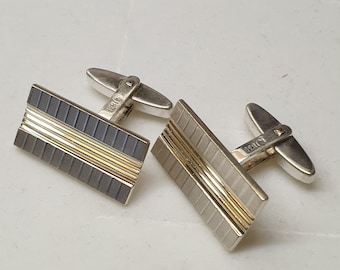 Manschettenknöpfe Cufflinks Silber 835 teilvergoldet Vintage elegant MS412