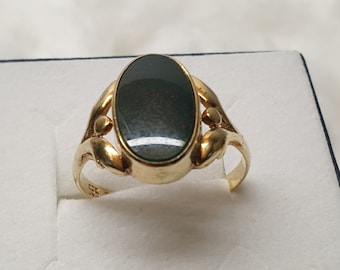 20.3 mm ring gold ring gold 585 heliotrope blood jasper vintage elegant GR182