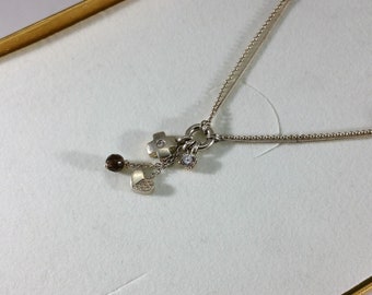 41,5 - 47 cm collar cadena plata 925 con colgante cristales perla de cristal SK693