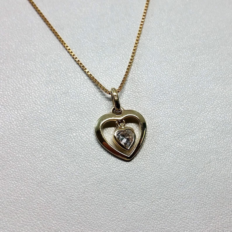 Pendant Heart Gold 333 Crystal Noble Vintage GA166