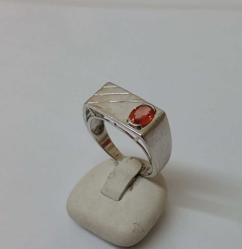 20 mm Ring Seal Ring Silver 925 Mandarin Granate Spessartin Vintage Noble SR742