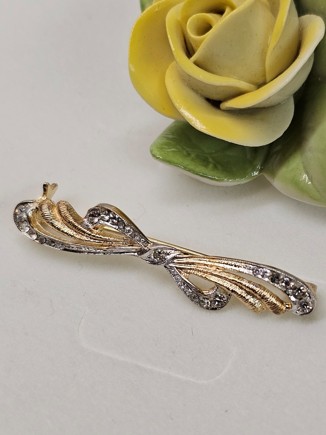 Broche Ancienne Orientale En Argent Filigrané Doré Avec Pierres - Occasion