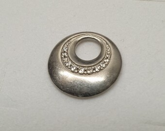 Anhänger Silberanhänger rund ohne Kette Silber 925 Kristalle klar Vintage elegant SKA1565