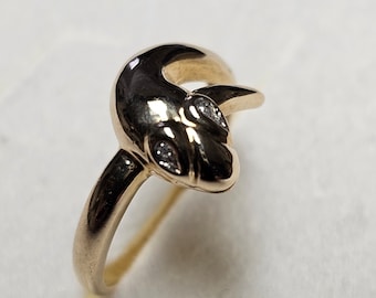 17,8 mm Goldring Ring Schlange Gold 333 Augen Kristallsteinchen klar Design Vintage elegant GR272