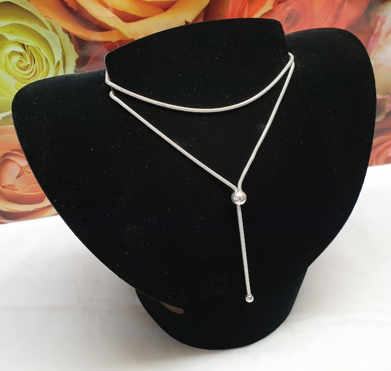 71 cm necklace Y-Kette Snake Chain Balls Silver 925 Vintage Noble SK1396